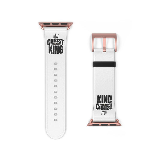 Christ is King Leather Watch Band - Religious Christian Gift, Bible Verse Wrist Strap, Cross Symbol Fit, Prayer Time Accessory, Easter