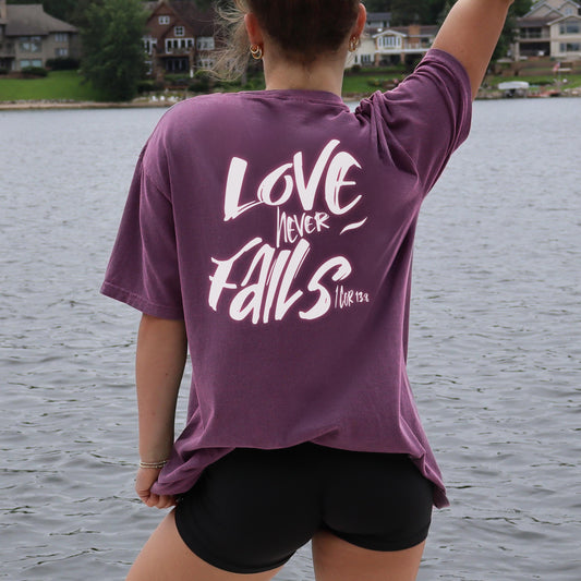 Love never Fails Comfort Colors® Christian Shirt, Jesus lover gift, Boho Christian Shirt, Religious top, Trendy Christian Oversized T-Shirt