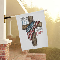 Patriotic Garden Banner, Stand for the Flag Kneel for the Cross Decor, God bless USA Outdoor Flag, 4th of July Sign, Memorial Day Sign