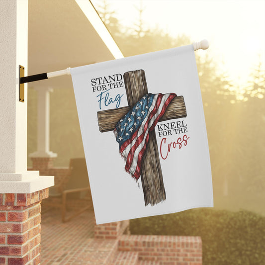 Patriotic Garden Banner, Stand for the Flag Kneel for the Cross Decor, God bless USA Outdoor Flag, 4th of July Sign, Memorial Day Sign