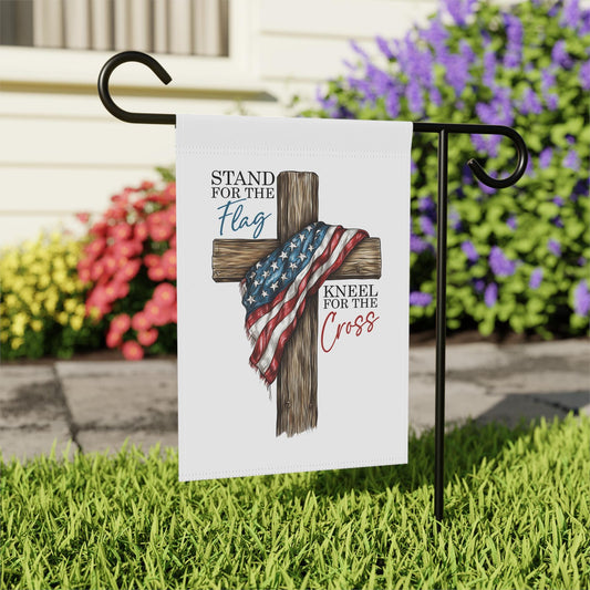 Patriotic Garden Banner, Stand for the Flag Kneel for the Cross Decor, God bless USA Outdoor Flag, 4th of July Sign, Memorial Day Sign