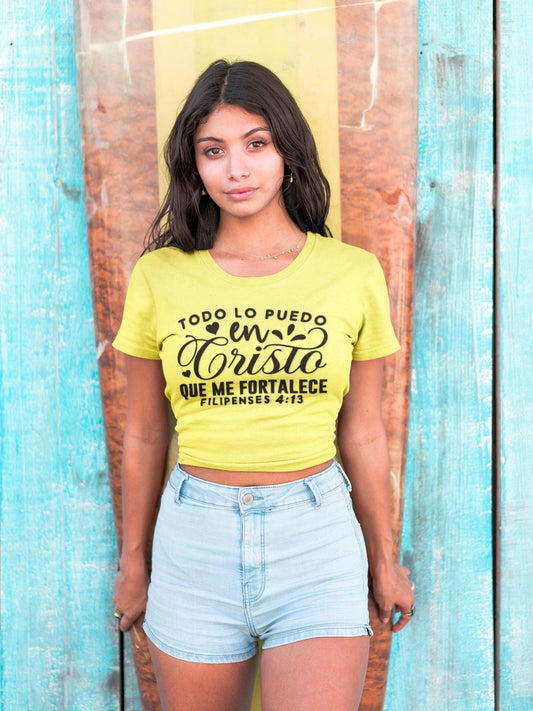 Christian Spanish T-Shirt, Spanish Religious Tee, Bible Verses in Español, Latino Christian gift, Spanish Faith Apparel, Phillipians 4:13