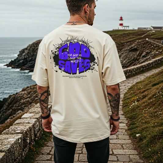 Mens Comfort Colors Jesus Shirt, God Saves Tee for Christians, Gift for youth pastor, Trendy Faith apparel, Church Tee, Christian streetwear