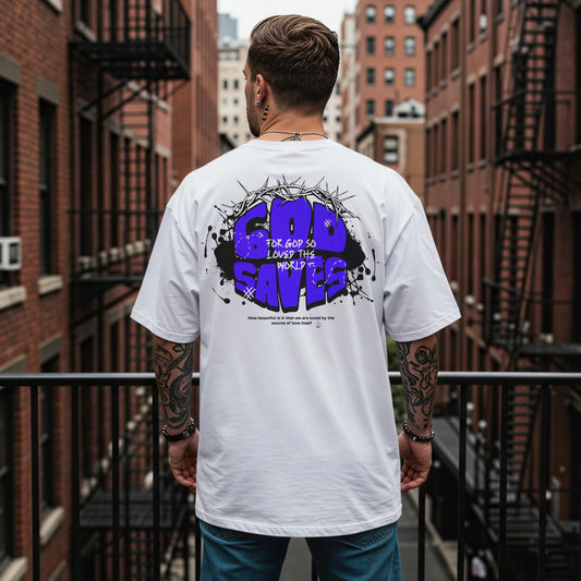 Mens Comfort Colors Jesus Shirt, God Saves Tee for Christians, Gift for youth pastor, Trendy Faith apparel, Church Tee, Christian streetwear