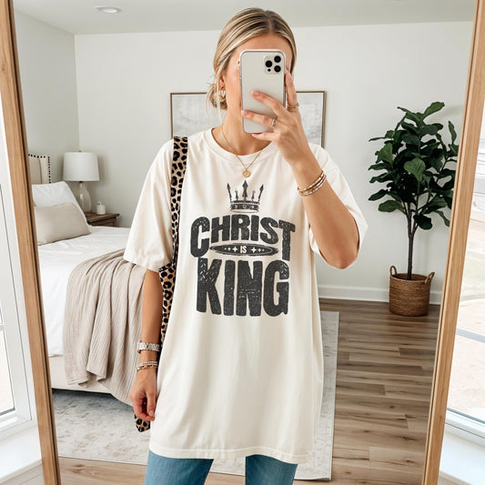 Christ is King Comfort Colors T-Shirt, Faith-based Apparel, Women's Religious Tee, Christian Gift for women, Trendy Christian apparel