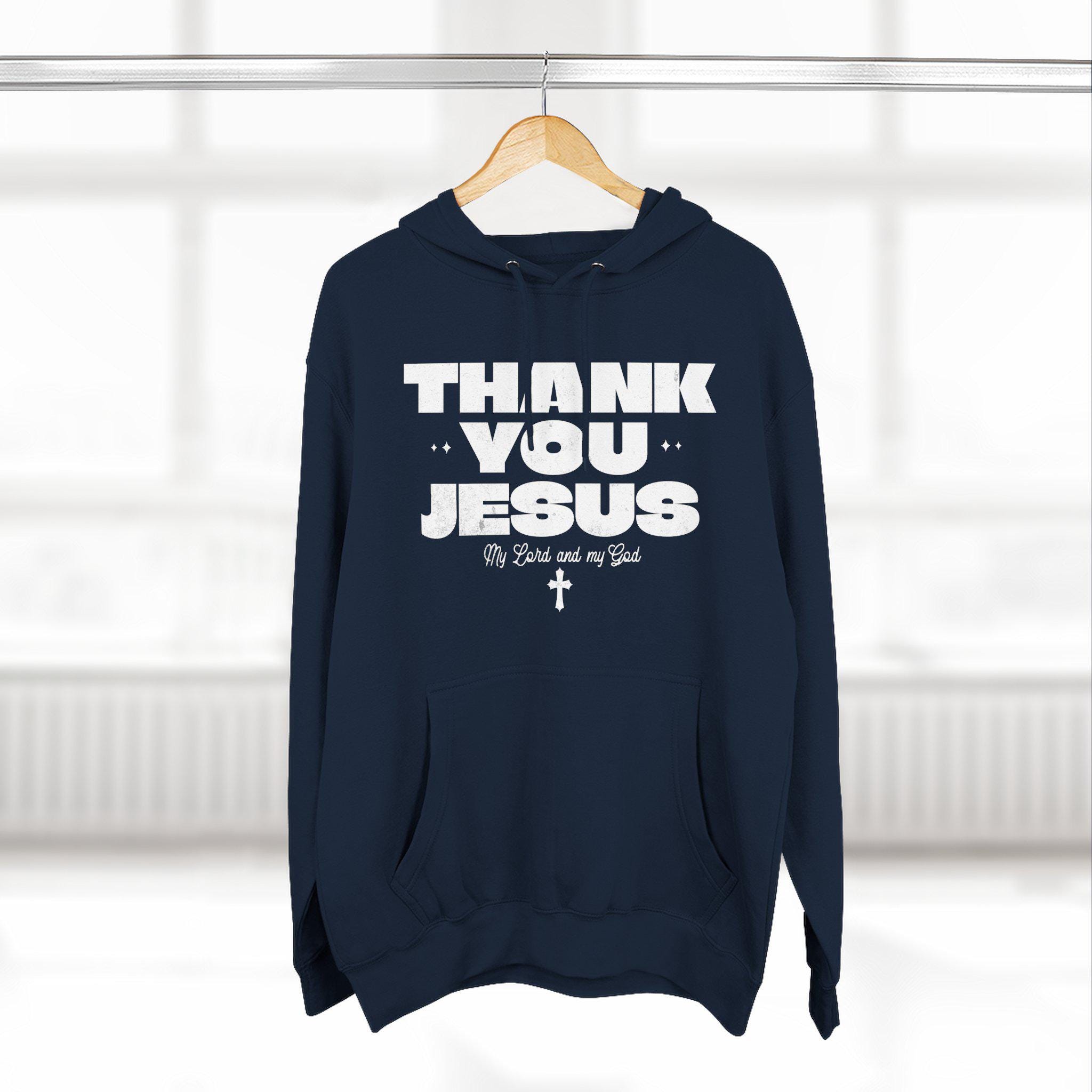 Thank You Jesus Hoodie, Men's Religious Apparel, Christian Fleece Sweater, Everyday Church Wear, Athletic Christian Gear