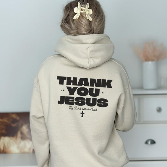 Thank You Jesus Hoodie, Trendy Christian Sweatshirt, Women's Christian Apparel, Faith-Based Gift, Cozy Church Sweater, Gift for Pastor