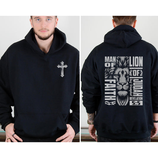 Lion of Judah Hoodie, Men's Religious Christian Gift, Spiritual Lion Sweatshirt, Men's Faith Apparel, Lion of Judah Clothing, Revelations