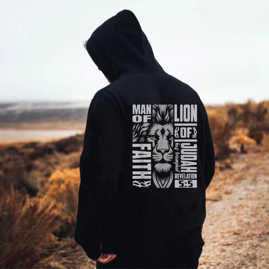 Lion of Judah Hoodie, Men's Religious Christian Gift, Spiritual Lion Sweatshirt, Men's Faith Apparel, Lion of Judah Clothing, Revelations