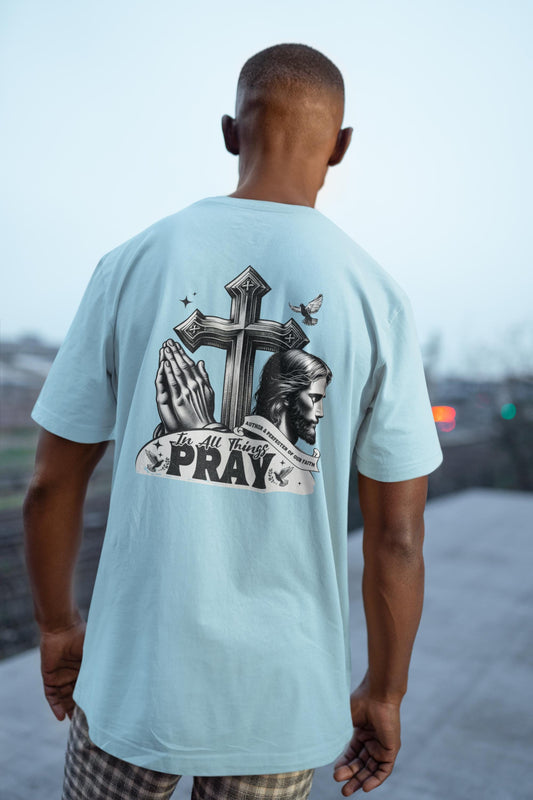 Christian Comfort Colors Mens T-shirt, Prayer Tee, Men's Religious Apparel, Church Apparel, Gift for Pastor, Gift for worship leader