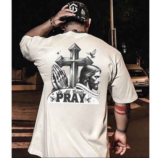 Christian Comfort Colors Mens T-shirt, Prayer Tee, Men's Religious Apparel, Church Apparel, Gift for Pastor, Gift for worship leader