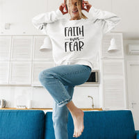 Faith Over Fear Sweatshirt – Christian Women’s Gildan 18000 Crewneck – Bible Verse Sweater – Christian mom Gift – Faith Based Apparel