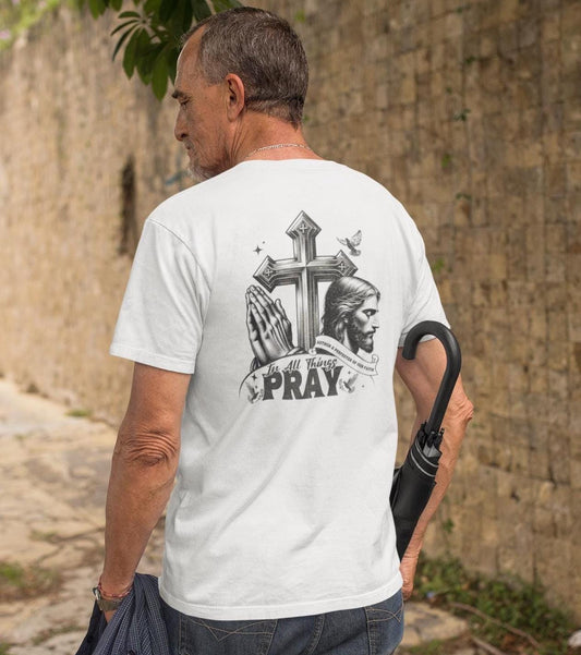 Christian Comfort Colors Mens T-shirt, Prayer Tee, Men's Religious Apparel, Church Apparel, Gift for Pastor, Gift for worship leader