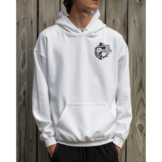 Man of Faith Hoodie – Christian Men’s Hoodie with Cross – Christian Graphic Sweatshirt – Faith Based Apparel Gift for Him, Jesus Hoodie