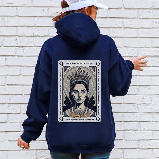 Queen Esther Hoodie – Christian Women’s Faith Hoodie – “For Such a Time as This” Bible Verse Sweatshirt – Religious Apparel Gift for Her