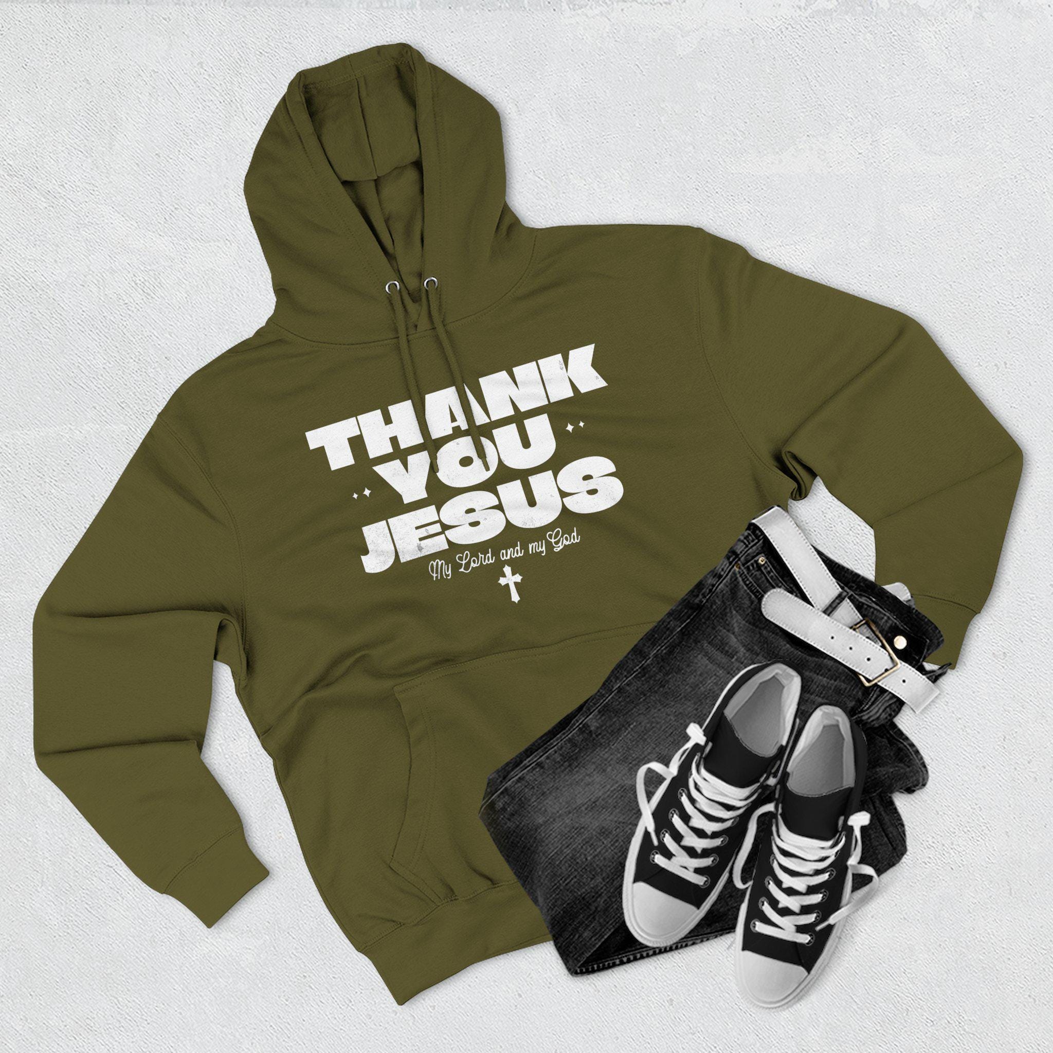 Thank You Jesus Hoodie, Men's Religious Apparel, Christian Fleece Sweater, Everyday Church Wear, Athletic Christian Gear