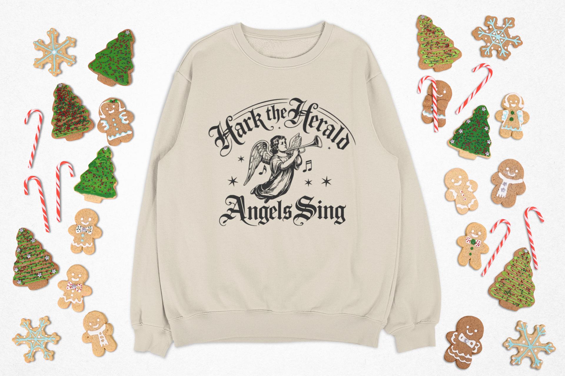 Hark the Herald Angels Sing Sweatshirt – Christian Christmas Crewneck – Faith Based Holiday Sweater – Christmas themed Apparel for Men Women
