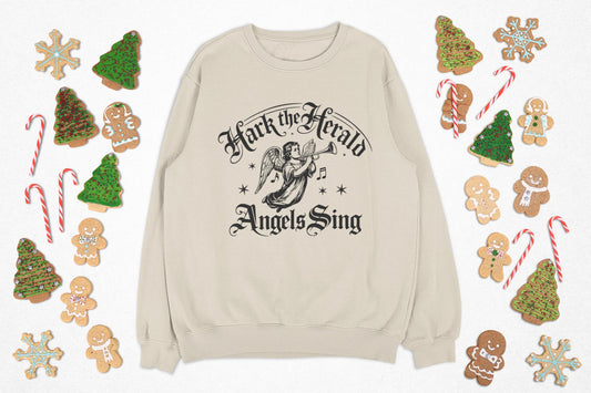 Hark the Herald Angels Sing Sweatshirt – Christian Christmas Crewneck – Faith Based Holiday Sweater – Christmas themed Apparel for Men Women