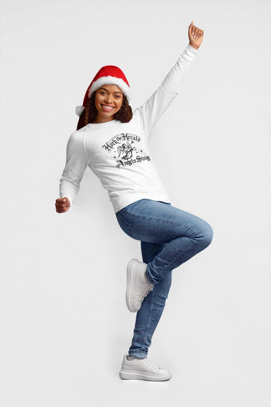 Hark the Herald Angels Sing Sweatshirt – Christian Christmas Crewneck – Faith Based Holiday Sweater – Christmas themed Apparel for Men Women