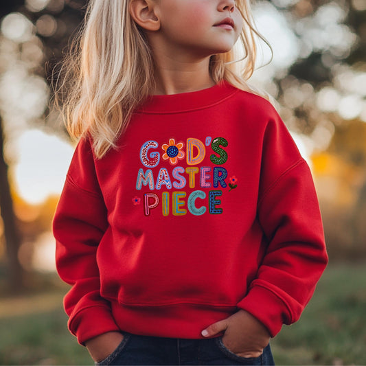 God’s Masterpiece Children’s Sweatshirt – Christian Kids Crewneck – Children's Faith Based Apparel - Kids church tee