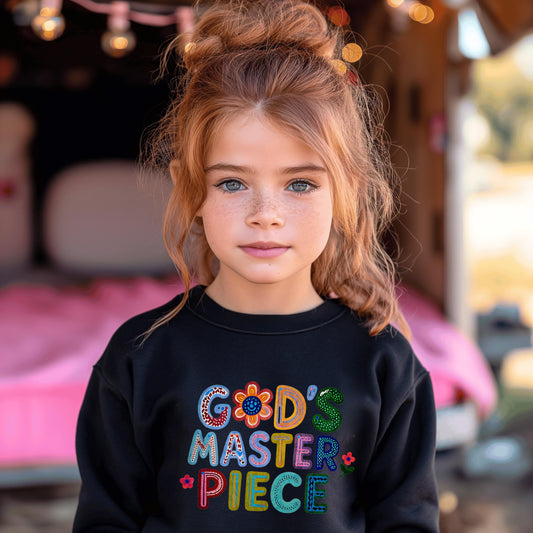 God’s Masterpiece Children’s Sweatshirt – Christian Kids Crewneck – Children's Faith Based Apparel - Kids church tee