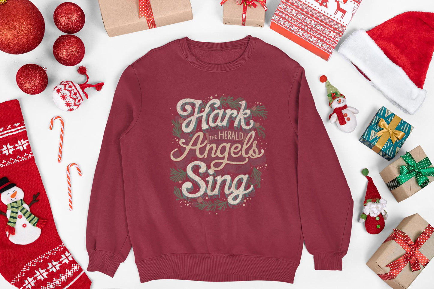 Christian Christmas Sweatshirt – Hark the Herald Angels Sing Crewneck – Religious Holiday Sweater – Faith Based Gift for Him Her
