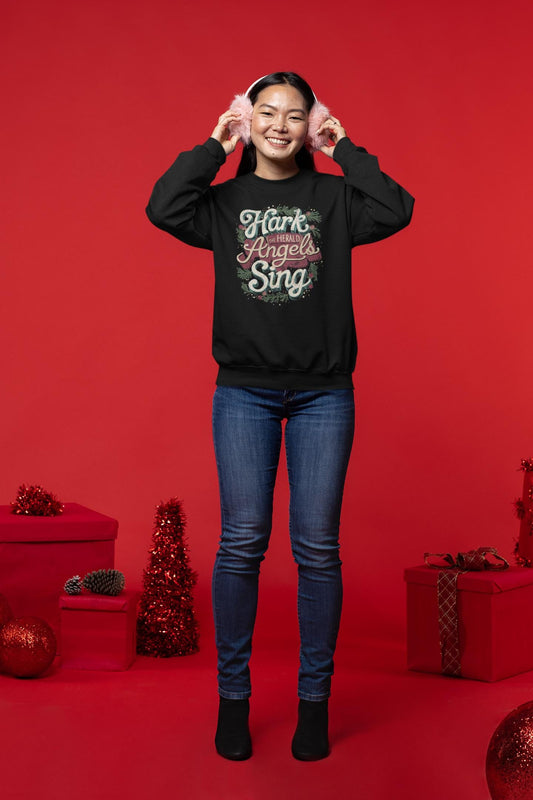 Christian Christmas Sweatshirt – Hark the Herald Angels Sing Crewneck – Religious Holiday Sweater – Faith Based Gift for Him Her