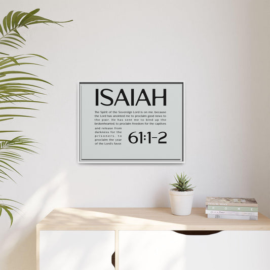 Inspirational Wall Art, Framed Canvas with Isaiah 61:1-2 Scripture, Modern Home Decor, Motivational Gift, Faith-Based Art