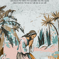 Christian Canvas Wall Art – Jesus Praying in the Garden of Gethsemane – Bible Verse Matthew 26:39 – Inspirational Faith Gift