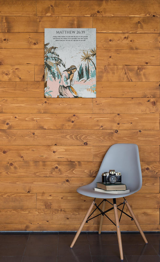 Christian Canvas Wall Art – Jesus Praying in the Garden of Gethsemane – Bible Verse Matthew 26:39 – Inspirational Faith Gift