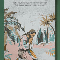 Christian Canvas Wall Art – Jesus Praying in the Garden of Gethsemane – Bible Verse Matthew 26:39 – Inspirational Faith Gift