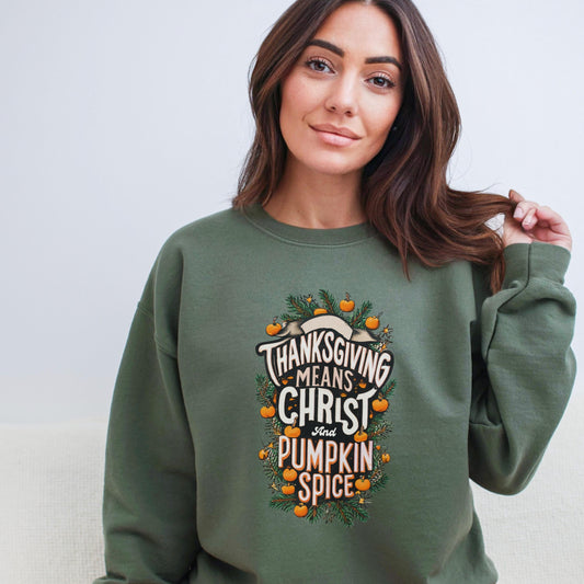 Christian Thanksgiving Sweatshirt, Christian Women’s Fall Crewneck, Pumpkin Spice Sweatshirt, Christian Holiday Apparel, Christian Fall top