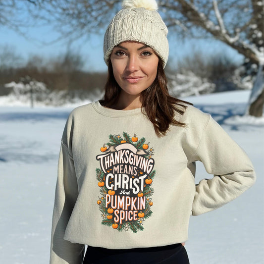 Christian Thanksgiving Sweatshirt, Christian Women’s Fall Crewneck, Pumpkin Spice Sweatshirt, Christian Holiday Apparel, Christian Fall top