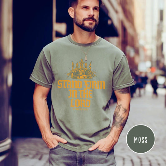 Stand Firm in the Lord Shirt – Christian Men’s Comfort Colors Tee – Bible Verse T Shirt – Faith Based Graphic Top – Religious Gift for Him