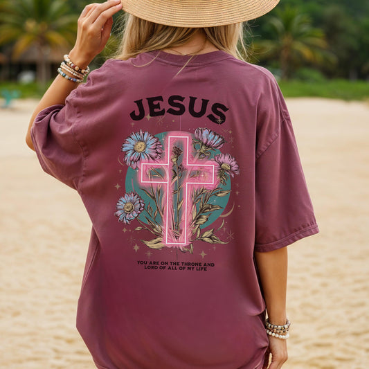 Jesus Neon Cross T-Shirt, Comfort Colors Women’s Christian Tee, Faith Based Tee, Women’s Faith Graphic T-Shirt, Christian wife gift