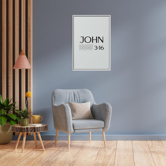 John 3:16 Scripture Wall Art – Framed Christian Matte Canvas – Bible Scripture Art - Faith Gift idea - Christian Home Decor - Jesus Art