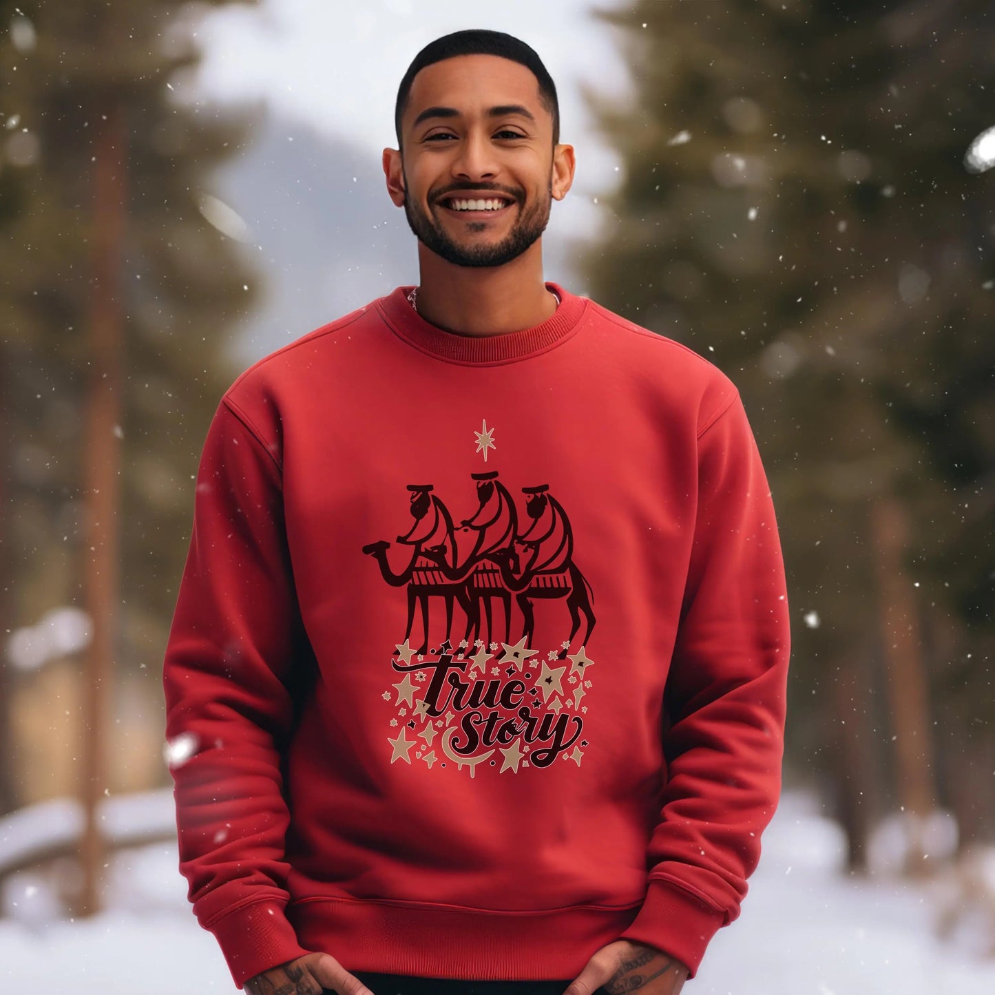 True Story Holiday Sweatshirt, True Story Men’s Christmas Sweatshirt, Christian Holiday Crewneck, Jesus Nativity Design, Faith Based Apparel