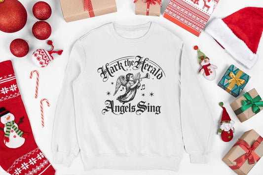 Hark the Herald Angels Sing Sweatshirt – Christian Christmas Crewneck – Faith Based Holiday Sweater – Christmas themed Apparel for Men Women