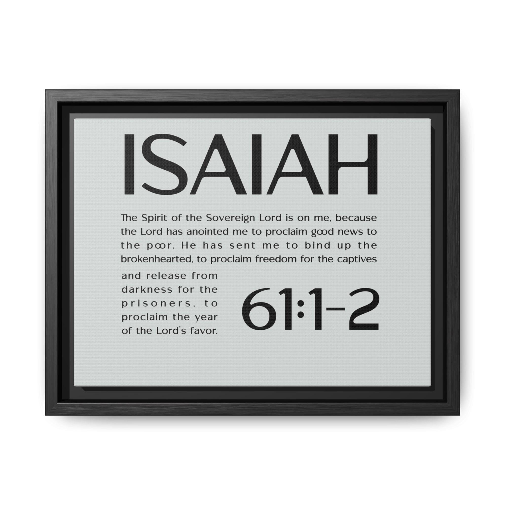 Inspirational Wall Art, Framed Canvas with Isaiah 61:1-2 Scripture, Modern Home Decor, Motivational Gift, Faith-Based Art