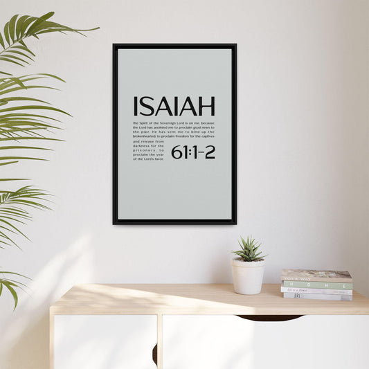 Inspirational Wall Art, Framed Canvas with Isaiah 61:1-2 Scripture, Modern Home Decor, Motivational Gift, Faith-Based Art