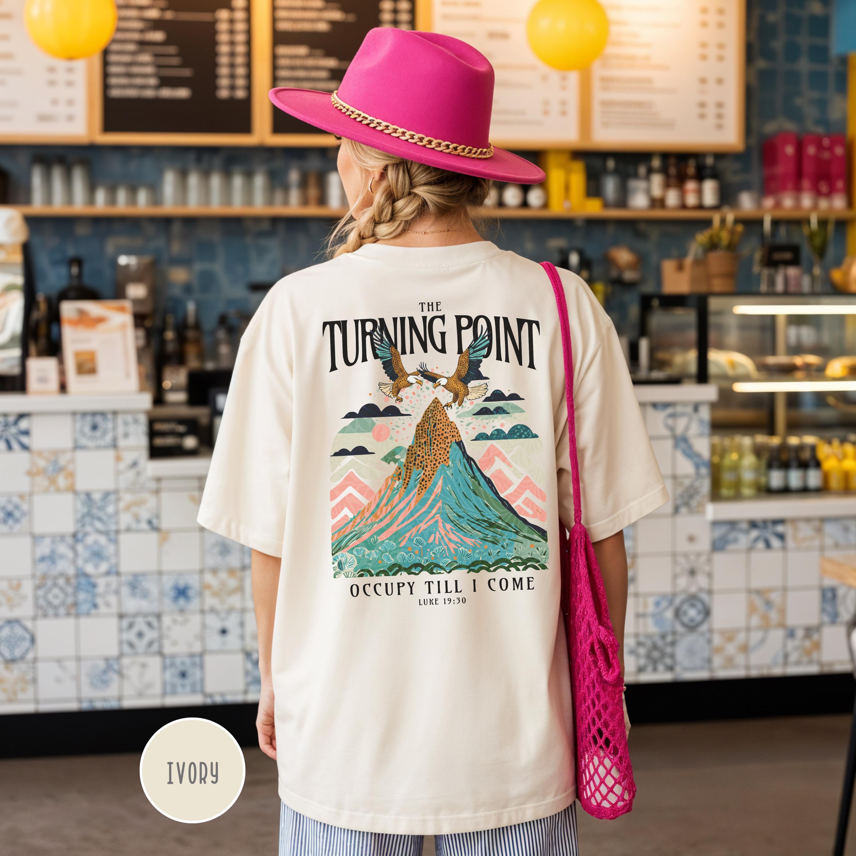 Women’s Christian Comfort Colors Tee – “Turning Point” Luke 19 – Faith Based Shirt - Bible Verse Gift - Trendy Christian Apparel