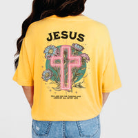 Jesus Neon Cross T-Shirt, Comfort Colors Women’s Christian Tee, Faith Based Tee, Women’s Faith Graphic T-Shirt, Christian wife gift