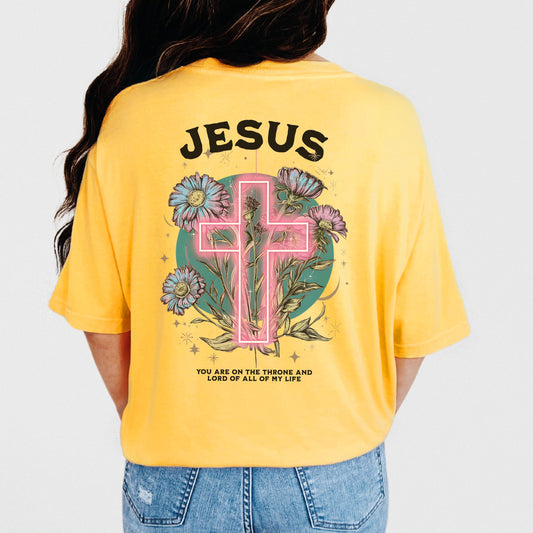 Jesus Neon Cross T-Shirt, Comfort Colors Women’s Christian Tee, Faith Based Tee, Women’s Faith Graphic T-Shirt, Christian wife gift