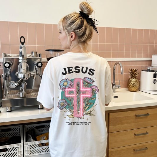 Jesus Neon Cross T-Shirt, Comfort Colors Women’s Christian Tee, Faith Based Tee, Women’s Faith Graphic T-Shirt, Christian wife gift