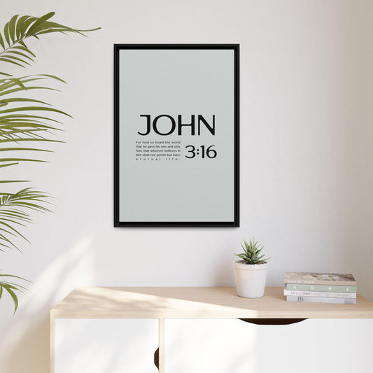 John 3:16 Scripture Wall Art – Framed Christian Matte Canvas – Bible Scripture Art - Faith Gift idea - Christian Home Decor - Jesus Art