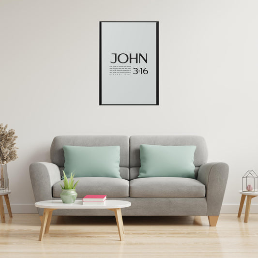 John 3:16 Scripture Wall Art – Framed Christian Matte Canvas – Bible Scripture Art - Faith Gift idea - Christian Home Decor - Jesus Art