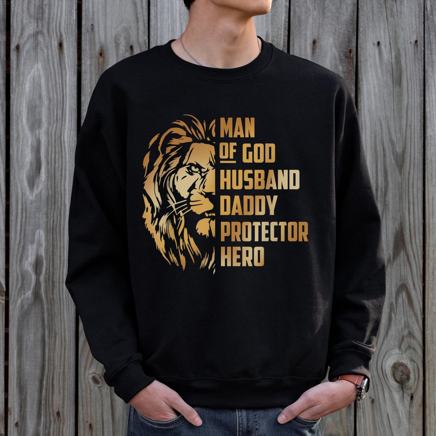 Man of God Sweatshirt – Christian Men’s Lane Seven Hoodie – Lion Print Design – Faith Based Apparel - Men’s Faith Based Clothing