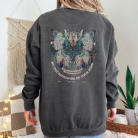 Romans 12:2 Butterfly Sweatshirt – Women’s Christian Comfort Colors Crewneck – Be Transformed Butterfly Sweatshirt – Bible Verse Gift