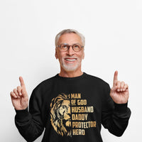 Man of God Sweatshirt – Christian Men’s Lane Seven Hoodie – Lion Print Design – Faith Based Apparel - Men’s Faith Based Clothing