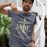 Man of Faith T-Shirt, Rooted in Christ Faith tee, Christian Comfort Colors Men’s Tee, Faith Apparel, Gift for Christian Man, Bible Verse tee